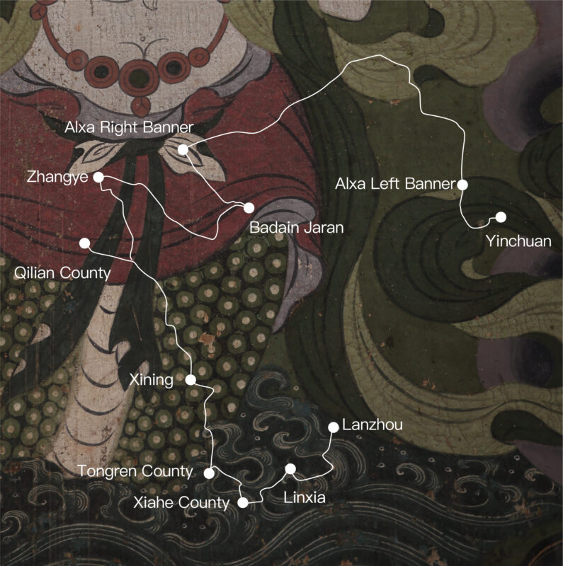 Route map: Camel Bells, Prayer Wheels & the Call to Prayer – A 14-Day Journey Through Alxa, Gannan & Regong: Three Peoples, Three Faiths, Extreme Landscapes