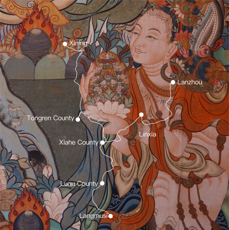 Route map: Buddha's Light & Sacred Cham- A 12-Day Losar Festival Journey Through Amdo Tibet